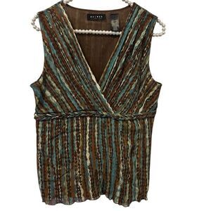 Axcess Babydoll Tank Top Size L striped Chiffon Empire Waist Y2K boho 70s peasan